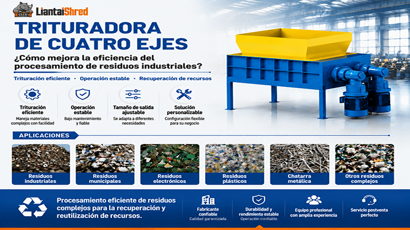 ¿Cómo mejora una trituradora de cuatro ejes la eficiencia de